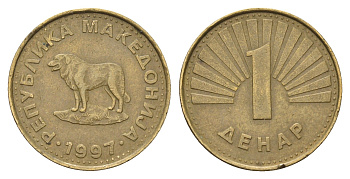 Македония 1 денар 1997 KM 2 латунь 4695-236