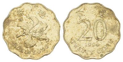 Гонконг 20 центов 1994 KM 67 никель латунь 4701-169