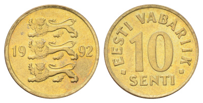 Эстония 10 сентов 1992  KM 22 латунь UNC M84-19