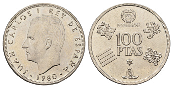 Испания 100 песет 1980 (80) Чемпионат мира по футболу 1982, Испания KM 820 медно-никель UNC 3460-146