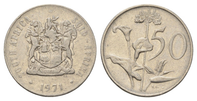 ЮАР 50 центов 1971 Зантедеския Эллиота (калла), герб KM 87 никель 4604-1126