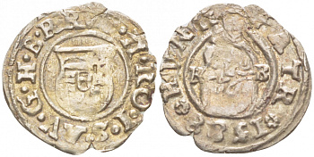 Венгрия 1 денар 1588 Рудольф II Габсбург (1576-1612), мадонна с младенцем серебро 413-2245