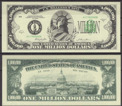 США 1000000 долларов 2000 статуя свободы бумага UNC (пресс) 7197-30-1