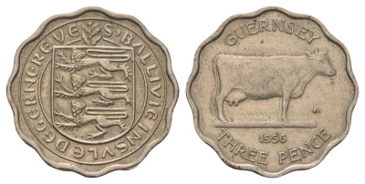 Гернси 3 пенса 1956 год-тип KM 17 медно-никель 4682-469