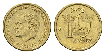 Швеция 10 крон 2000 Карл XVI Густав (1973-) KM 877 нордик 4642-536