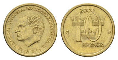 Швеция 10 крон 2000 Карл XVI Густав (1973-) KM 877 нордик 4642-536