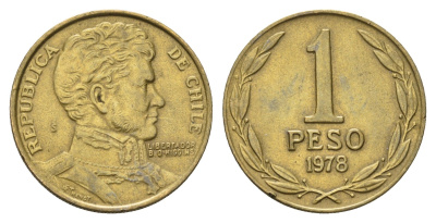 Чили 1 песо 1978 KM 208a алюминиевая бронза 4688-342