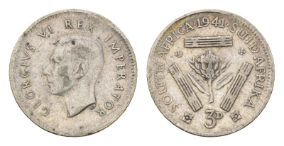 ЮАР 3 пенса 1941 Георг VI (1936-1952) KM 26 серебро 4564-925