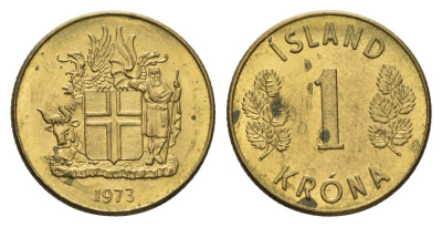 Исландия 1 крона 1973 KM 12a никель латунь UNC 4691-457