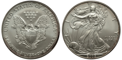 США 1 доллар 2005 шагающая свобода KM 273 серебро UNC 1084-6-24