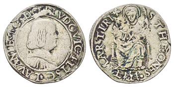 Италия, Массерано тестон 1528-1532 Лудовико II Фиески MIR 691, CNI 18/30 серебро 10-020-24