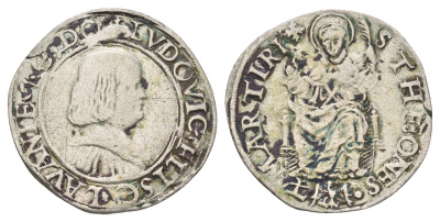 Италия, Массерано тестон 1528-1532 Лудовико II Фиески MIR 691, CNI 18/30 серебро 10-020-24