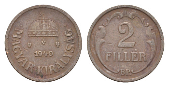 Венгрия 2 филлера 1940 BP KM 506 бронза 4665-465