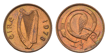 Ирландия 1/2 пенни 1978 мифологическая птица лира KM 19 бронза aUNC 4690-262