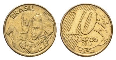 Бразилия 10 сентаво 2013 KM 649 сталь плакированная латунью 4689-115