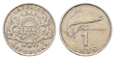 Латвия 1 лат 1992 KM 12 медно-никель 4688-723