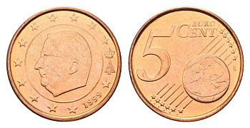 Бельгия 5 евроцентов 1999 Альберт II (1993-2013) KM 226 сталь плакированная медью UNC 4685-214