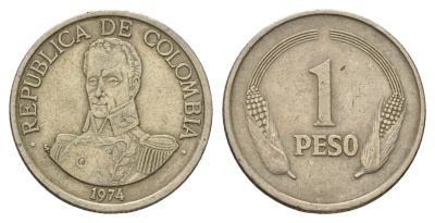 Колумбия 1 песо 1974 Симон Боливар KM 258 медно-никель 4141-646