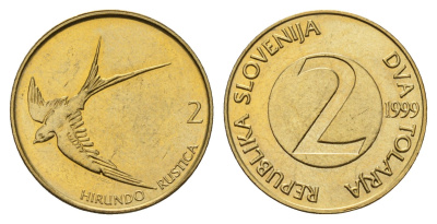 Словения 2 толара 1999 KM 5 латунь UNC 4402-346