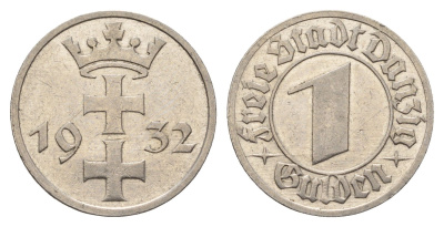 Данциг 1 гульден 1932 год-тип KM 154 никель 1529-1425