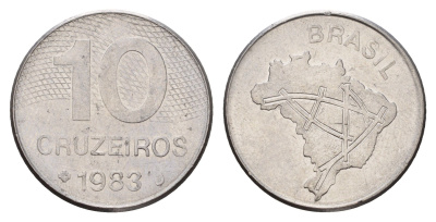 Бразилия 10 крузейро 1983 KM 592.1 нержавеющая сталь 4548-941