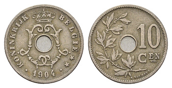 Бельгия 10 сантимов 1904 Belgie KM 53 медно-никель 4701-1216