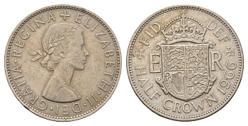 Великобритания 1/2 кроны 1966 Елизавета II (1952-2022) KM 907, Spink 4145 медно-никель 4692-741