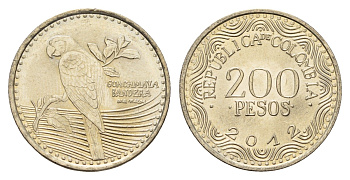 Колумбия 200 песо 2012 KM 297 медь цинк никель UNC 4686-436