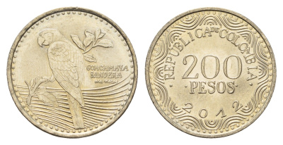 Колумбия 200 песо 2012 KM 297 медь цинк никель UNC 4686-436