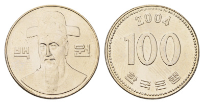 Южная Корея 100 вон 2004 KM 35 медно-никель UNC 4163-251