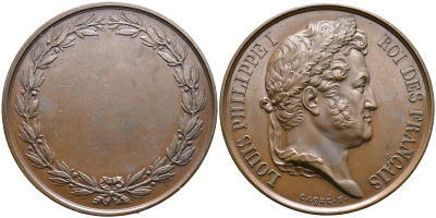ФРАНЦИЯ МЕДАЛЬ ND ЛУИ ФИЛИПП I, КОРОЛЬ ФРАНЦУЗОВ (1830-1848), диаметр 41 мм., вес 40,02 гр. бронза 01-107-12
