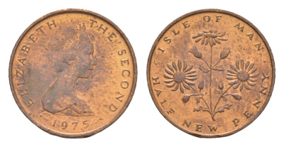 Остров Мэн 1/2 пенни 1975 Елизавета II (1952-2022) KM 19 бронза aUNC 4655-923