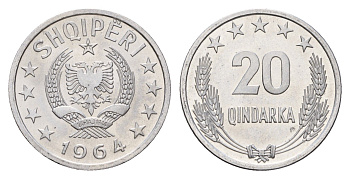 Албания 20 киндарок 1964 KM 41 алюминий UNC 181-356