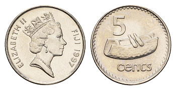 Фиджи 5 центов 1997 KM 51a сталь плакированная никелем UNC 4697-727