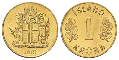 Исландия 1 крона 1975  KM 12a никель латунь UNC M84-08