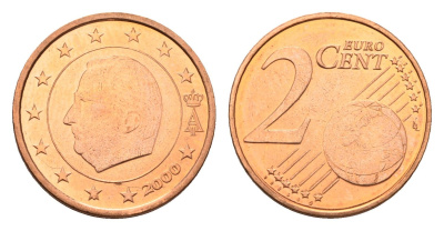 Бельгия 2 евроцента 2000 Альберт II (1993-2013) KM 225 сталь плакированная медью UNC 4685-168