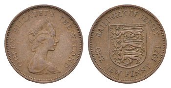 Джерси 1 пенни 1971 Елизавета II (1952-2022), герб KM 30 бронза 4690-241