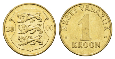 Эстония 1 крона 2000 KM 35 латунь UNC 4688-652