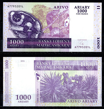 Мадагаскар 1000 ариари 2004 Pick 89 b бумага UNC (пресс) 7485-64-2-1