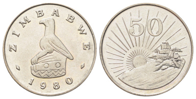 Зимбабве 50 центов 1980 KM 5 медно-никель UNC 4699-655