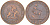 Испания 10 сентимо 1870 ОМ, лев со щитом KM 663 (Y54) медь 111-732