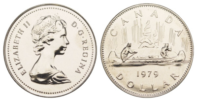 Канада 1 доллар 1979 Елизавета II (1952-2022), каноэ KM 120 никель PROOF-LIKE (BU) 4185-721