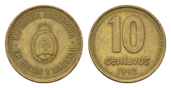 Аргентина 10 сентаво 1992 KM 107 алюминиевая бронза 4687-948