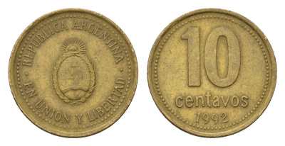Аргентина 10 сентаво 1992 KM 107 алюминиевая бронза 4687-948