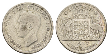 Австралия 1 флорин = 2 шиллинга 1947 Георг VI (1936-1952) KM 40a серебро 60-1012
