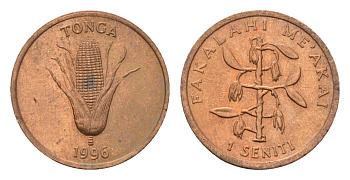 Тонга 1 сенити 1996 KM 66 бронза UNC 4396-1337