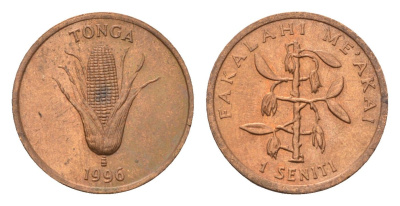 Тонга 1 сенити 1996 KM 66 бронза UNC 4396-1337