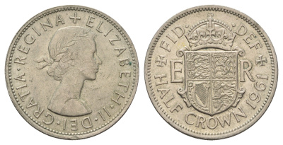Великобритания 1/2 кроны 1961 Елизавета II (1952-2022) KM 907, Spink 4145 медно-никель aUNC 4183-815