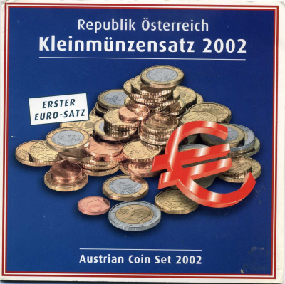 Австрия евронабор из 8 монет 2002 в буклете биметалл UNC 1-6-4-73