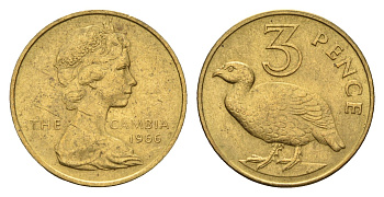 Гамбия 3 пенса 1966 KM 2 никель латунь aUNC 4679-565